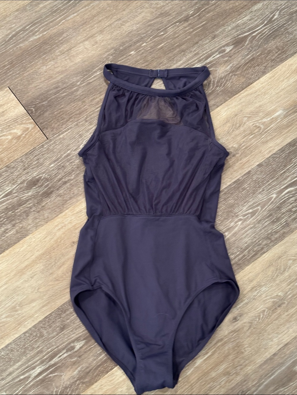 Mirella Navy Halter-Style Mesh Inset One-Piece Leotard